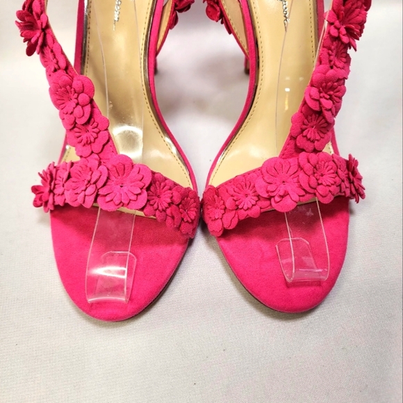 Jessica Simpson Pink Suede Floral Women's Heels - Picture 7 of 14